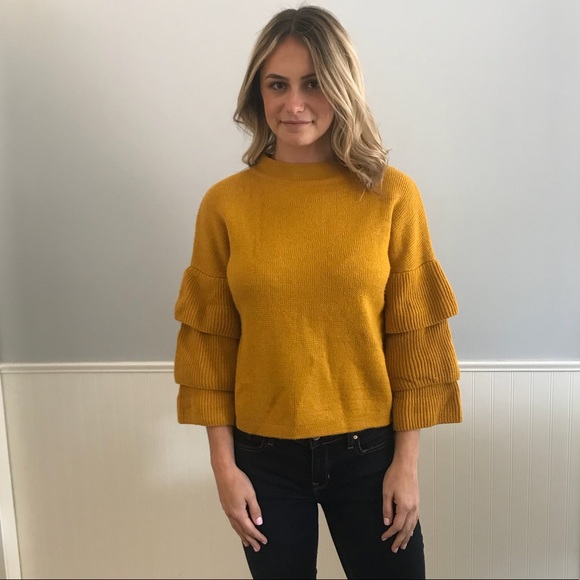 Sweaters - Mustard Tiered Sleeve Sweater